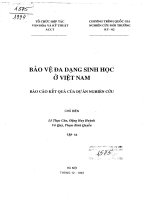 Báo cáo kết quả của dự án nghiên cứu bảo vệ đa dạng sinh học ở việt nam – tập 1d