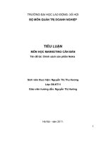 TIỂU LUẬN MÔN HỌC MARKETING CĂN BẢN Tên đề tài: Chính sách sản phẩm Nokia