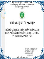 MỘT SỐ GIẢI PHÁP NHẰM HOÀN THIỆN KÊNH PHÂN PHỐI SẢN PHẨM CỦA NESTLE TẠI CÔNG TY TNHH NHẤT NHÂN TÂM