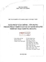Giải pháp tài chính tín dụng nhằm phát triển sản xuất kinh doanh thời kỳ hậu khủng hoãng