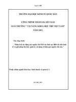 Phân tích tác động của nguồn vốn FDI vào lĩnh vực bất động sản tới nền kinh tế và giải pháp thu hút, quản lý, sử dụng có hiệu quả nguồn vốn này 