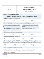 Đề kiểm tra 1 tiết môn toán lớp 12   đề số 12 