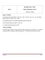 Đề kiểm tra 1 tiết môn toán lớp 12   đề số  62 