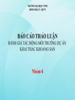 BÁO CÁOTHẢO LUẬN ĐÁNH GIÁ TÁC ĐỘNG MÔI TRƯỜNG