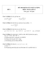 Đề thi khảo sát chất lượng môn toán lớp 12   đề  9 
