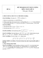 Đề thi khảo sát chất lượng môn toán lớp 12   đề  14 