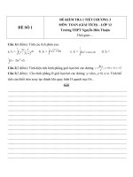 Đề kiểm tra 1 tiết môn toán lớp 12 phần giải tích chương 3   THPT nguyễn hữu thuận   đề số 1 