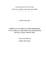 NGHIÊN CỨU TÁC ĐỘNG CỦA BIẾN ĐỔI KHÍ HẬU VÀ ỨNG PHÓ CỦA CỘNG ĐỒNG TẠI XÃ KHÁNH LỘC, HUYỆN CAN LỘC, TỈNH HÀ TĨNH