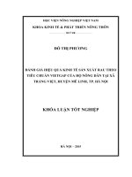 Đánh giá hiệu quả kinh tế sản xuất rau theo tiêu chuẩn VietGAP của hộ nông dân tại xã tráng việt, huyện mê Linh,TP  hà nội 