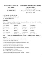 Đề thi chọn học sinh giỏi môn tiếng Anh lớp 9 tỉnh Sóc Trăng năm học 2014  2015