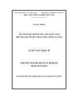 uận án tiến sỹ xây dựng kế hoạch thu, chi ngân sách trên địa bàn huyện than uyên, tỉnh lai châu