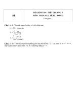 Đề kiểm tra 1 tiết môn toán lớp 12 phần giải tích chương 3   đề số 1 