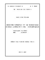 HOÀN THIỆN PHÁP LUẬT về KIỂM SOÁT GIAO DỊCH GIỮA CÔNG TY với NGƯỜI có LIÊN QUAN (TT)