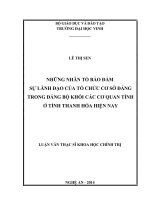 Những nhân tố bảo đảm sự lãnh đạo của tổ chức cơ sở đảng trong đảng bộ khối các cơ quan tỉnh ở tỉnh thanh hóa hiện nay 