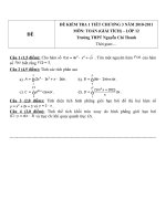 Đề kiểm tra 1 tiết môn toán lớp 12 phần giải tích chương 3 năm 2010 2011   THPT nguyễn chí thanh 