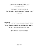 Tác động của đầu tư trực tiếp nước ngoài vào công nghiệp chế biến chế tạo đối với phát triển kinh tế việt nam giai đoạn 2008 2013 