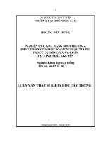Nghiên cứu khả năng sinh trưởng, phát triển của một số giống đậu tương trong vụ đông và vụ xuân tại tỉnh thái nguyên 