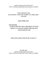 Áp dụng phương pháp thẻ điểm cân bằng trong các doanh nghiệp trên địa bàn TP  hà nội 