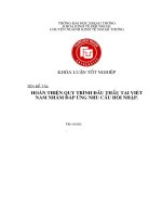 Hoàn thiện quy trình đấu thầu việt nam nhằm đáp ứng nhu cầu hội nhập