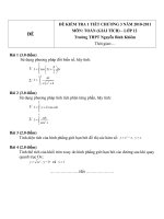 Đề kiểm tra 1 tiết môn toán lớp 12 phần giải tích chương 3 năm 2010 2011   THPT nguyễn bỉnh khiêm 