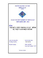 luận văn luật tư pháp tội rửa tiền trong luật hình sự việt nam hiện hành