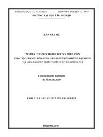 Nghiên cứu cơ sở khoa học và thực tiễn cho việc chuyển hóa rừng sản xuất thành rừng đặc dụng tại Khu bảo tồn Thiên nhiênVăn hóa Đồng Nai