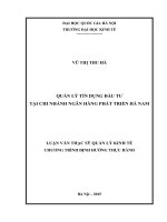 Quản lý tín dụng đầu tư tại chi nhánh ngân hàng phát triển hà nam  luận văn ths 