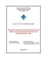 dự báo và đề xuất giải pháp nâng cao hiệu quả xuất khẩu gạo việt nam giai đoạn 2015 – 2017 