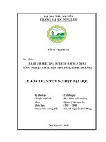 Đánh giá hiệu quả sử dụng đất sản xuất nông nghiệp tại huyện phục hòa, tỉnh cao bằng 