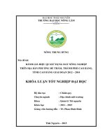 Đánh giá hiệu quả sử dụng đất nông nghiệp trên địa bàn phường đề thám, thành phố cao bằng, tỉnh cao bằng giai đoạn 2012 2014 