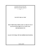 Phát triển hoạt động cho vay hộ sản xuất tại ngân hàng hợp tác xã việt nam   chi nhánh hà tây 