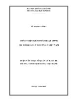 Hoàn thiện kiểm toán hoạt động đối với quản lý nợ công ở việt nam luận văn ths 