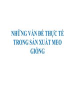NHỮNG VẤN ĐỀ THỰC TẾ TRONG SẢN XUẤT MEO GIỐNG
