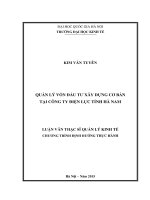 Quản lý vốn đầu tư xây dựng cơ bản tại công ty điện lực tỉnh hà nam 