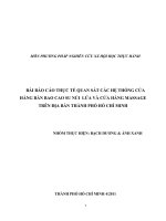 BÀI BÁO CÁO THỰC TẾ QUAN SÁT CÁC HỆ THỐNG CỬA HÀNG BÁN BAO CAO SU NÚI LỬA VÀ CỬA HÀNG MASSAGE TRÊN ĐỊA BÀN THÀNH PHỐ HỒ CHÍ MINH