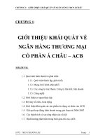 GIỚI THIỆU KHÁI QUÁT VỀNGÂN HÀNG THƯƠNG MẠICỔ PHẦN Á CHÂU – ACB