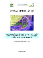 ĐIỀU TRA ĐÁNH GIÁ THỰC TRẠNG PHÁT TRIỂN SINH KẾ HỘ CỦA NGƯỜI DÂN 5 XÃ VÙNG ĐỆM VƯỜN QUỐC GIA XUÂN THUỶ