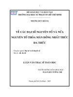 VỀ CÁC ĐẠI SỐ NGUYÊN TỐ VÀ NỬA NGUYÊN TỐ THỎA MÃN ĐỒNG NHẤT THỨC ĐA THỨC  Chuyên ngành: Đại số và lí thuyết so