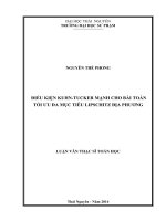 Điều kiện KuhnTucker mạnh cho bài toán tối ưu đa mục tiêu lipschitz địa phương