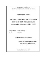 PHƯƠNG TRÌNH SÓNG PHI TUYẾN VỚI ĐIỀU KIỆN BIÊN CHỨA SỐ HẠNG MEMORY Ở MỘT PHẦN BIÊN TRÁI  Toán Giải tích