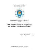 Xây dựng kho học liệu hỗ trợ giảng dạy hóa học ở lớp 10 trung học phổ thông