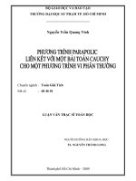 phương trình parapolic liên kết với bài toán cauchy cho một phương trình vi phân thường