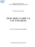 TÍCH  PHÂN  P-ADIC VÀ CÁC ỨNG DỤNG LUẬN VĂN THẠC SỸ TOÁN HỌC