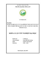 ĐÁNH GIÁ HIỆU QUẢ các LOẠI HÌNH sử DỤNG đất sản XUẤT NÔNG NGHIỆP TRÊN địa bàn xã NHƯ cồ, HUYỆN CHỢ mới, TỈNH bắc kạn