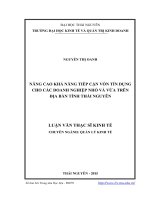 Nâng cao khả năng tiếp cận vốn tín dụng cho các doanh nghiệp nhỏ và vừa trên địa bàn tỉnh thái nguyên