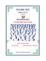 BÀI KIỂM TRA XÃ HỘI HỌC ĐẠI CƯƠNG
