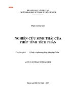 NGHIÊN CỨU SINH THÁI CỦA PHÉP TÍNH TÍCH PHÂN    Chuyên ngành  :  Lý luận và phương pháp giảng dạy Toán