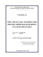 TIÊU CHUẨN LOẠI  MASSERA CHO PHƯƠNG TRÌNH ĐẠO HÀM RIÊNG  CỦA HÀM TRUNG HÒA Chuyên ngành  Toán giải tích