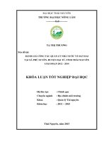 Đánh giá công tác Quản lý nhà nước về đất đai tại xã Phú Xuyên huyện Đại Từ tỉnh Thái Nguyên giai đoạn 2012 2014