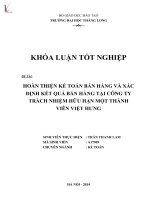 HOÀN THIỆN kế TOÁN bán HÀNG và xác ĐỊNH kết QUẢ bán HÀNG tại CÔNG TY TRÁCH NHIỆM hữu hạn một THÀNH VIÊN VIỆT HưNG